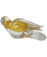 Vintage Swedish Sweden Art Glass Bird Figurine Clear Yellow Signed 5-1/2&quot; - £40.51 GBP