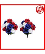 Elegant 12-Stem Artificial Roses Bloom Bush - Perfect for Weddings &amp; Mem... - $32.65 CAD