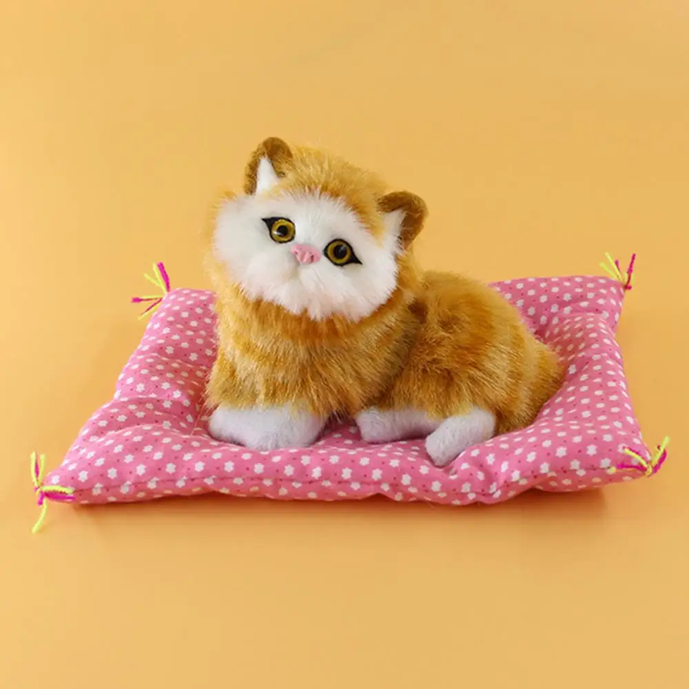 Home Decor Plush Kids Realistic Cute Simulation Cat Kitten Sound Doll Toy with - £11.85 GBP+
