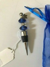 Wine Stopper SAPPHIRE AND SPARKLE BEAD WINE BOTTLE STOPPER - £19.42 GBP