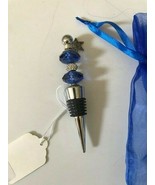 Wine Stopper SAPPHIRE AND SPARKLE BEAD WINE BOTTLE STOPPER - £19.36 GBP