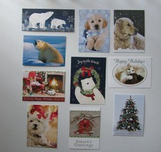 Happy Holidays Christmas Animals Dogs-Themed Greeting Cards Envelopes Set 1 - £7.99 GBP