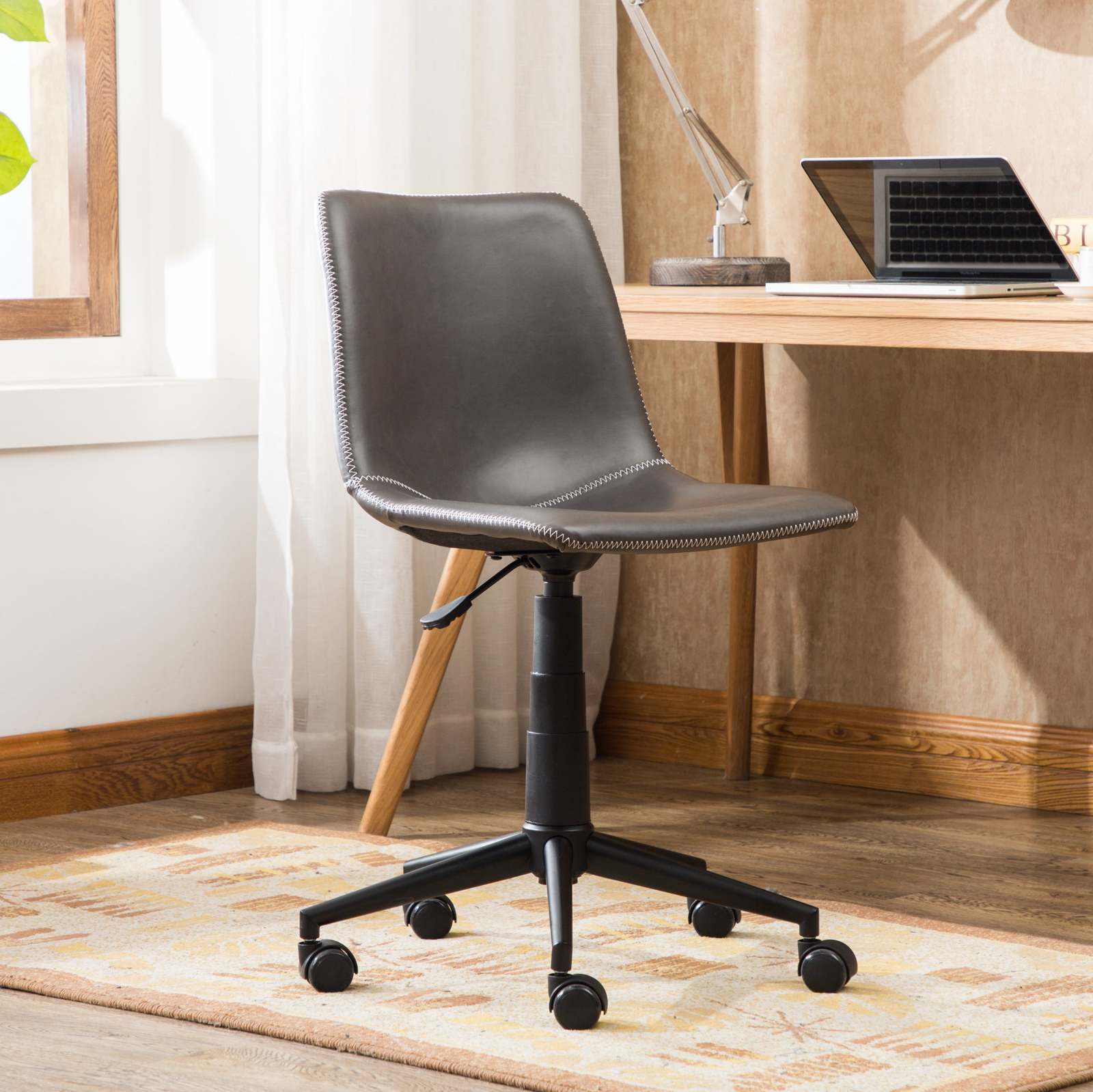 Cesena Faux Leather Swivel Office Chair, Antique Gray Item image 3