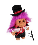 Vtg Russ Magician Troll 5&quot; Doll W/ Wand &amp; Rabbit Pink Hair Cape Brwn Eyes - $10.85 CAD