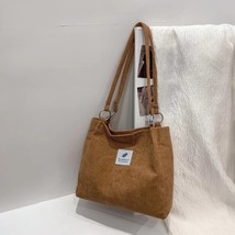 Retro Corduroy Tote Bags for Women 2023 Girls  Fashion Casual  Bags Large Capaci - £136.29 GBP