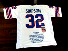 Oj Simpson Buffalo Bills Hof Signed Auto White Bills Stat Football Jersey Jsa - £239.42 GBP