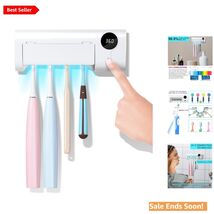 Elegant UV Toothbrush Cleaner: Wall-Mounted, Rechargeable, Four Slots fo... - $65.29