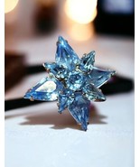 Vintage 1950&#39;s Icy Blue Crystal Star Brooch Pin 3 Dimensional Prong Set - $1,004.02 MXN