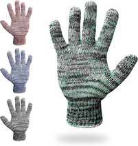 12 Pair Natural MULTI-COLOR String Knit Poly Cotton Work Gloves (L Size) - £19.46 GBP