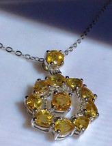 NEW Genuine Yellow Sapphires Wreath Necklace w 2 Articulating Sapphires Platinum - £92.73 GBP