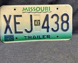 2007 Missouri License Plate XEJ 438 DEC &quot;Trailer&quot; Blue Green - £7.88 GBP