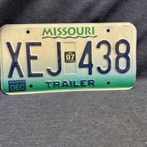 2007 Missouri License Plate XEJ 438 DEC &quot;Trailer&quot; Blue Green - £7.79 GBP