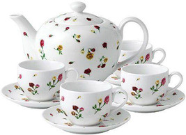 Royal Albert Country Rose Buds Tea Set 9 Piece Teapot 4 Cups &amp; 4 Saucers... - $129.90