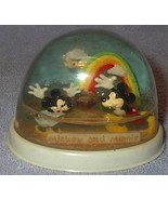Vintage Disney Mickey &amp; Minnie Mouse Gold End of Rainbow Water Dome Toy - $219.52 MXN