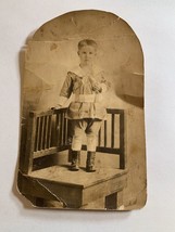 RPPC Young Boy in boots fashion real photo postcard - £6.37 GBP