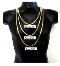 Flat Herringbone Chain Necklace 14K Gold Plated 6mm 24&quot; inch NEW USA - £7.89 GBP