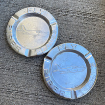 Set of 2 Vintage Aluminum Fly Piper Planes Aircraft Advertising Ashtray 4.5&quot; Dia - £10.59 GBP
