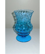 Empoli Blue Vase Diamond Optic Footed Italian Art Glass Vintage  - £23.36 GBP