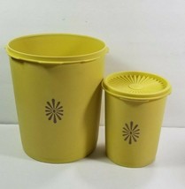 2 Tupperware Servalier Canister 811-3 805-2 Mustard Yellow ONLY 1 LID - $6.93