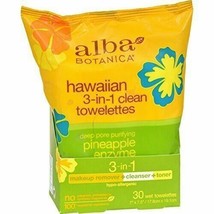 NEW Alba Botanica Hawaiian Towelettes 3-In-1 Purifying Pineapple Enzyme 25 Ct - $11.62