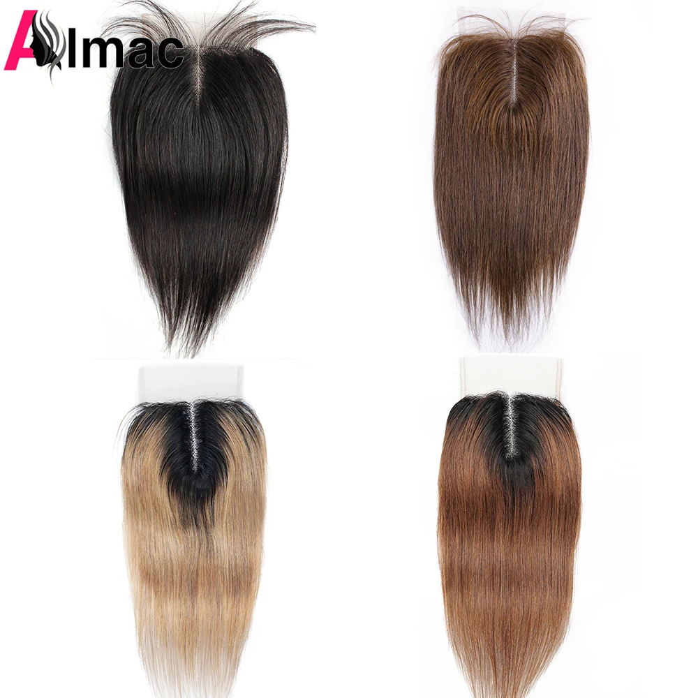  1 t part lace closure ombre honey blonde natural color remy straight indian human hair thumb200