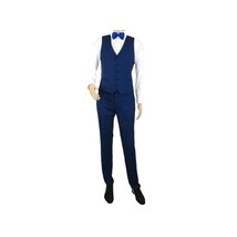 Men's Light Wool Statement Tuxedo Vested Formal Wedding Stage Suit Alberto Blue image 6