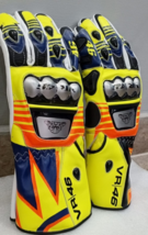 Custom Made Motorcycle Leather Gloves VR46 Valentino Rossi Yellow Street... - £50.84 GBP+