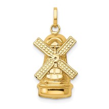 14K Yellow Gold Windmill Charm Pendant Jewelry 23mm x 12mm - £106.77 GBP