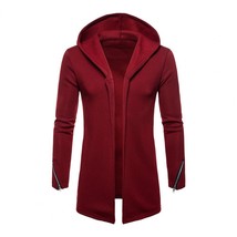 Men&#39;s Coat Hooded Long Sleeve Casual Autumn Winter Coat Solid Color Zipper Cuff  - £52.35 GBP