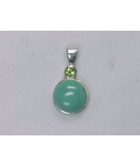 TURQUOISE and PERIDOT Vintage PENDANT in STERLING Silver - FREE SHIPPING - $43.00