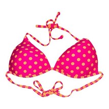 Joe Boxer Tie Bikini Top Hot Pink &amp; Peach Polka Dots &amp; Stripes Scene Kid... - £4.65 GBP