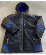 Lands End Kids Black Blue Hooded 3-in-1 Winter Jacket Gray Zip Out Fleece 6 - $60.44 CAD