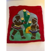 Hand Made Beaded Felt Pouch South Africa Vintage - £21.29 GBP