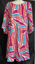 Escapada Rayon Shift Dress Ruffle Sleeves Woman’s Size M Vacation Beach KG - $19.79