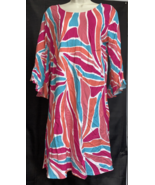 Escapada Rayon Shift Dress Ruffle Sleeves Woman’s Size M Vacation Beach KG - $27.14 CAD