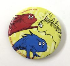 One Fish Two Fish Red Fish Blue Fish Dr. Seuss Pin 1.75&quot; Pinback Button Yellow - £9.44 GBP