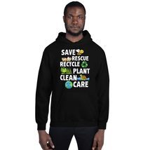 Earth Day Save Bees Rescue Animals Recycle Plastic Unisex Hoodie Black - £25.40 GBP+