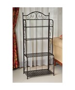 Indoor / Outdoor Folding Iron 4-Shelf Bakers Rack in Bronze with Lattice... - €388,08 EUR