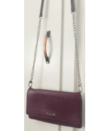 Roots Crossbody Leather Wallet Purse Purple Bag Chain Strap - $395.43 MXN