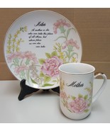 FF)  Mother Gift Quote Display Dish Plate Stand and Mug Japan Gold Tone ... - $7.91