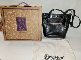 Vintage Brighton  Black Leather Crossbody Purse/bag - £44.09 GBP