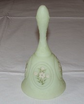 Fenton Vintage Hand Painted by M Kunz w/ Fenton Sticker custard yellow bell~ - £32.90 GBP