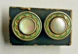 Vintage Silvertone MOP Snap Cufflinks Pale Green Celluloid Eversnap RCo NY 1920s - £31.96 GBP