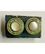 Vintage Silvertone MOP Snap Cufflinks Pale Green Celluloid Eversnap RCo ... - £31.96 GBP