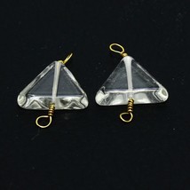 Crystal Quartz Smooth Triangle Pair Beads Natural Loose Gemstone Jewelry - £2.75 GBP