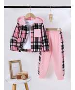  2pcs Girls Young Girl Plaid Long Sleeve Hooded Top And Color Block Pant... - $42.85+