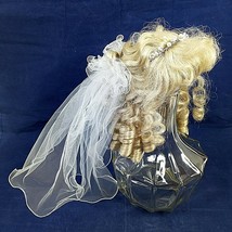 Vintage Bride Doll Wig Curly Blonde Veil Beaded Headband 13 - £8.85 GBP