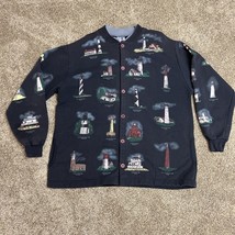 VTG Arts Unlimited USA Lighthouse Button Up Cardigan Womens 2X Sweater Shacket - £18.08 GBP