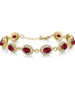 18K Yellow Gold Plated Silver Red Created For - £262.81 GBP