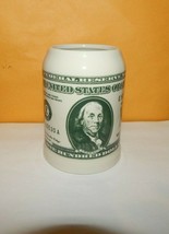 Vintage Money $100 Dollar Bill Coffee Mug Benjamin Franklin Tankard Stein  - £13.97 GBP